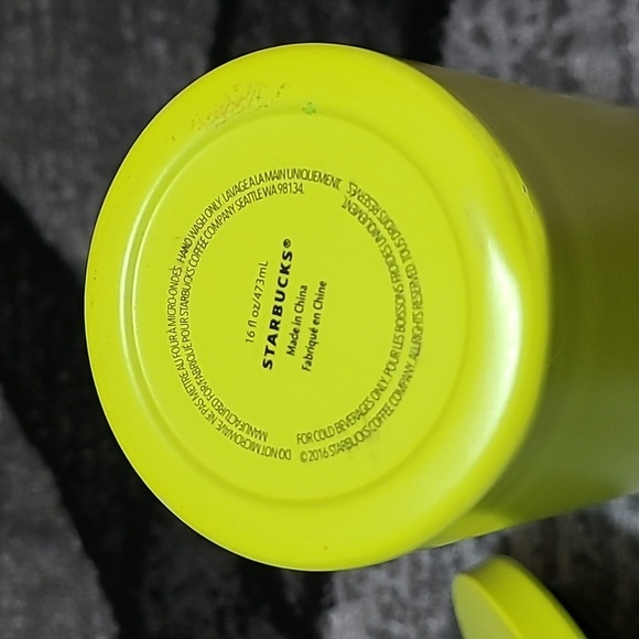 STARBUCKS 2016 MATTE NEON YELLOW SIREN STAINLESS STEEL INSULATED TUMBLER - Picture 8 of 8